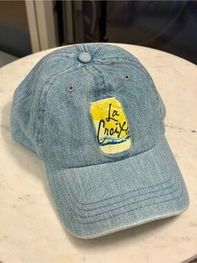 La Croix Embroidered Denim Baseball Cap - Light Blue
